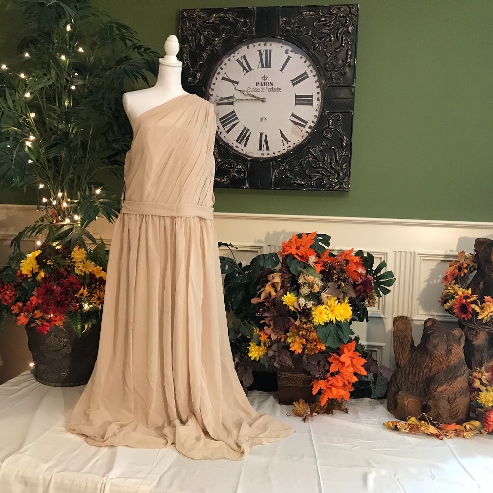 Formal evening Champagne chiffon dress